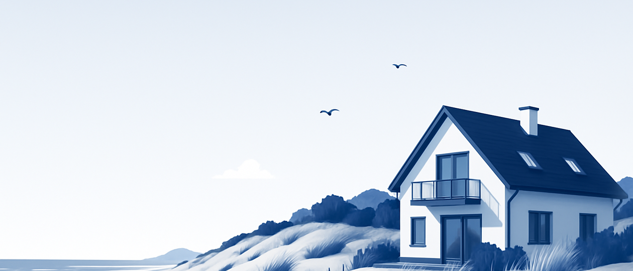 Bäderarchitektur und Küstengebäude auf Norderney als Motiv für die Energieberatung auf der Insel.